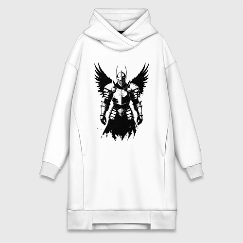 Женская толстовка-платье Черный рыцарь с крыльями / Белый – фото 1
