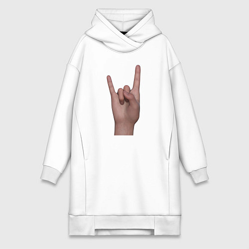Женская толстовка-платье Жест коза правой рукой / Белый – фото 1