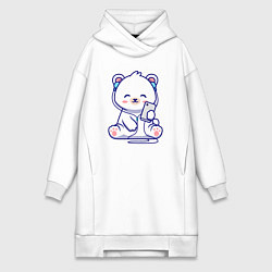 Женская толстовка-платье Music white bear