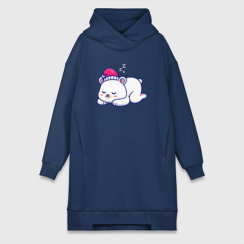 Женская толстовка-платье Спящий мишка / Тёмно-синий – фото 1