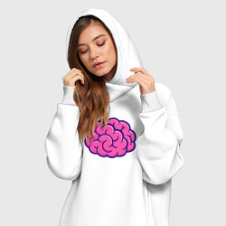 Женское худи-платье Розовый мозг, цвет: белый — фото 2