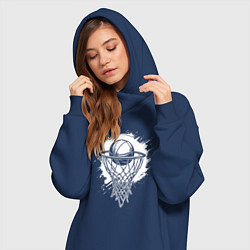 Женское худи-платье Забитый мяч в кольцо, цвет: тёмно-синий — фото 2