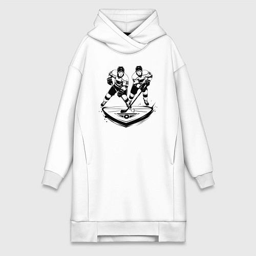 Женская толстовка-платье Хоккейная дуэль / Белый – фото 1
