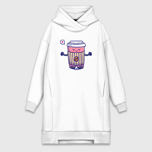 Женская толстовка-платье Coffee relax / Белый – фото 1