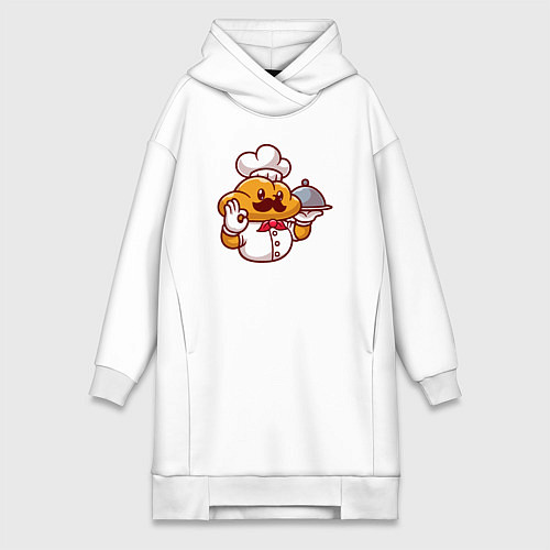 Женская толстовка-платье Повар батон / Белый – фото 1