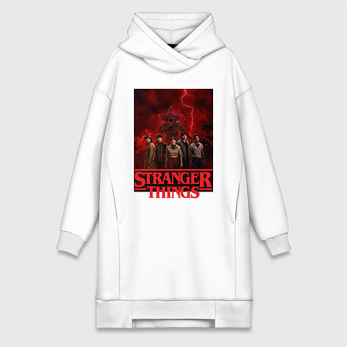 Женская толстовка-платье Пятеро и демогоргон Загадочные события финал / Белый – фото 1