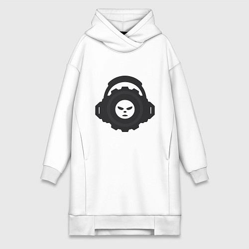 Женская толстовка-платье Логотип c лицом и шестернёй в наушниках / Белый – фото 1