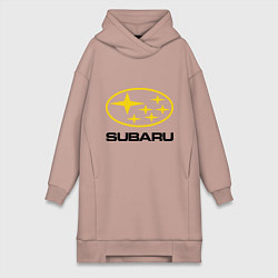 Женское худи-платье Subaru Logo, цвет: пыльно-розовый
