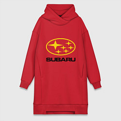 Женское худи-платье Subaru Logo, цвет: красный