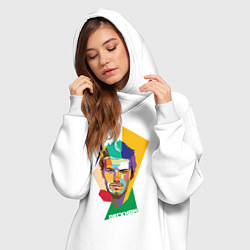 Женское худи-платье Дэвид Бэкхем: фан-арт, цвет: белый — фото 2