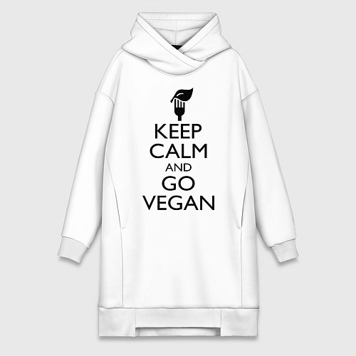 Женская толстовка-платье Keep Calm & Go Vegan / Белый – фото 1