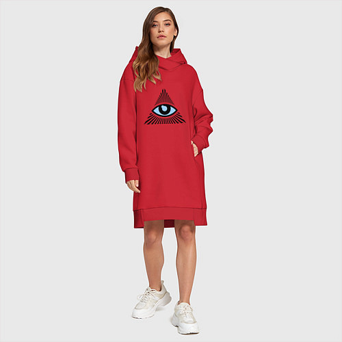 Женская толстовка-платье Всевидящее око (глаз в треугольнике) / Красный – фото 4