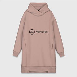 Женское худи-платье Mercedes Logo, цвет: пыльно-розовый