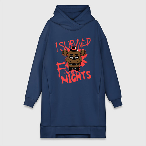 Женская толстовка-платье I Survived Five Night / Тёмно-синий – фото 1