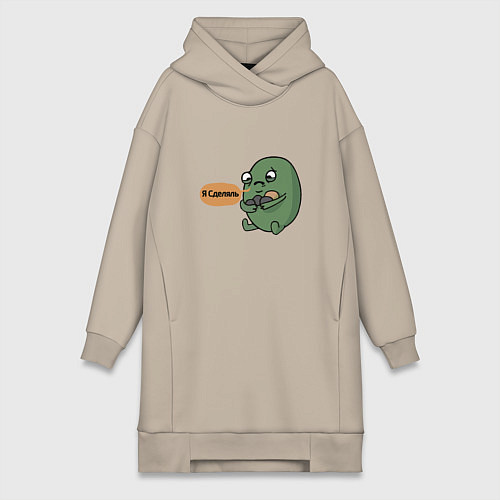 Женская толстовка-платье Я сделяль / Миндальный – фото 1