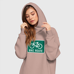Женское худи-платье Дорога для велосипедистов, цвет: пыльно-розовый — фото 2