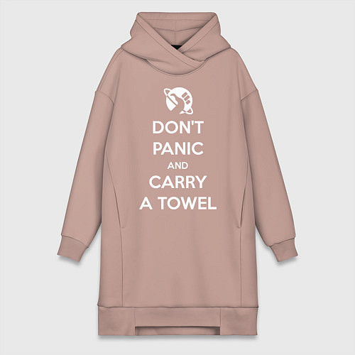 Женская толстовка-платье Dont panic & Carry a Towel / Пыльно-розовый – фото 1