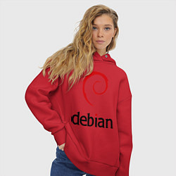 Толстовка оверсайз женская Debian, цвет: красный — фото 2