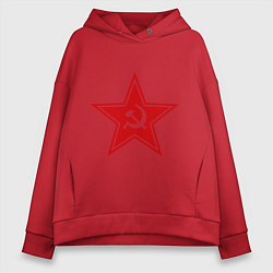 Толстовка оверсайз женская Звезда СССР, цвет: красный