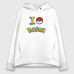 Толстовка оверсайз женская Покемон I love pokemon, цвет: белый