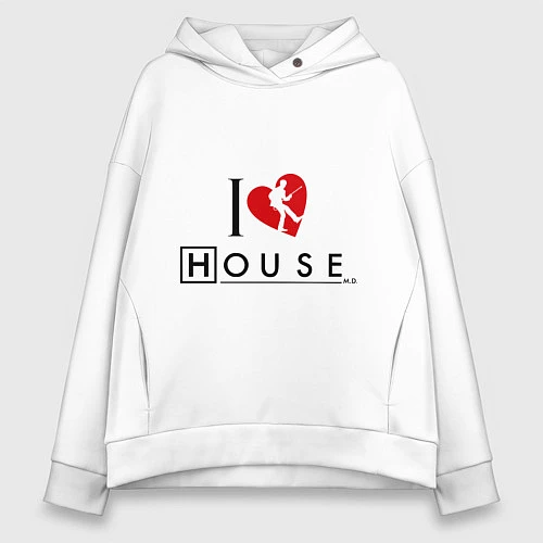 Женское худи оверсайз I love House MD / Белый – фото 1