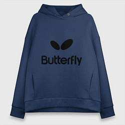 Толстовка оверсайз женская Butterfly Logo, цвет: тёмно-синий