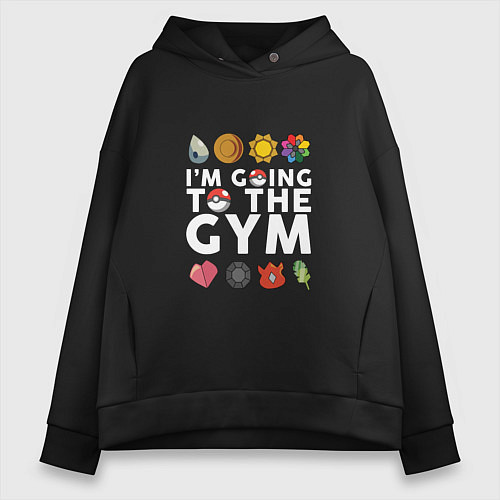 Женское худи оверсайз Pokemon Im going to the gym (white) / Черный – фото 1