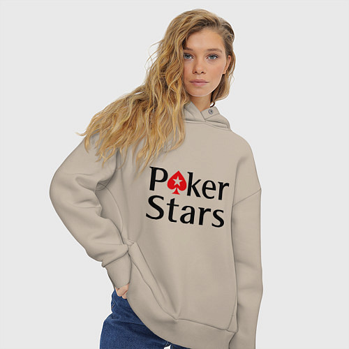 Женское худи оверсайз Poker Stars / Миндальный – фото 3