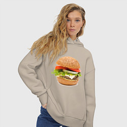 Толстовка оверсайз женская Гамбургер, цвет: миндальный — фото 2