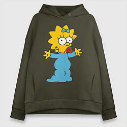 Толстовка оверсайз женская Maggie Simpson, цвет: хаки