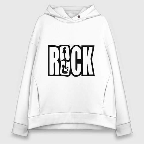 Женское худи оверсайз Rock Logo / Белый – фото 1