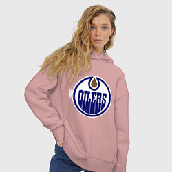 Толстовка оверсайз женская Edmonton Oilers, цвет: пыльно-розовый — фото 2