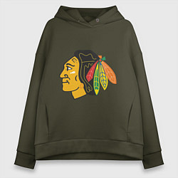 Толстовка оверсайз женская Chicago Blackhawks, цвет: хаки