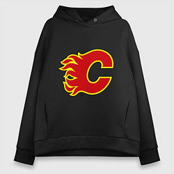 Толстовка оверсайз женская Calgary Flames, цвет: черный