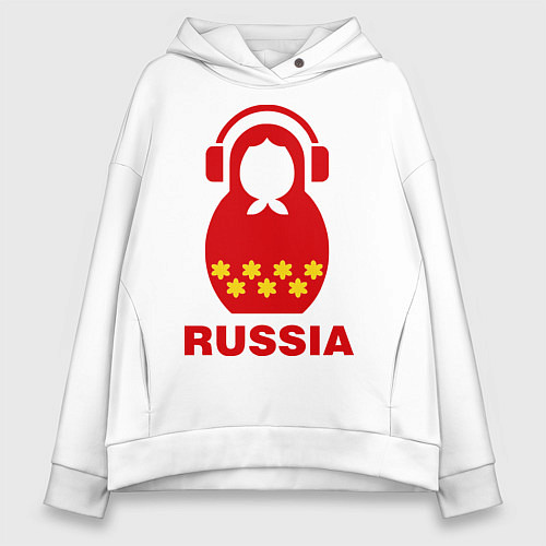 Женское худи оверсайз Russia dj / Белый – фото 1