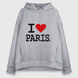 Толстовка оверсайз женская I love Paris, цвет: меланж
