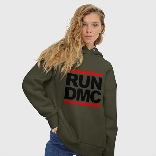 Женское худи оверсайз Run DMC / Хаки – фото 3