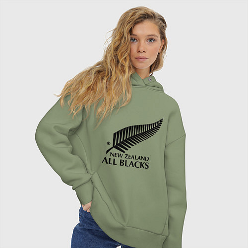 Женское худи оверсайз New Zeland: All blacks / Авокадо – фото 3