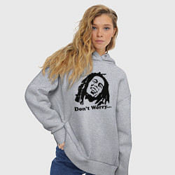 Толстовка оверсайз женская Bob Marley: Don't worry, цвет: меланж — фото 2