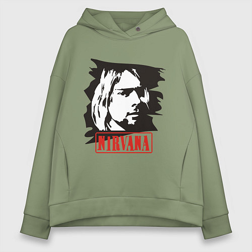 Женское худи оверсайз Nirvana: Kurt Cobain / Авокадо – фото 1