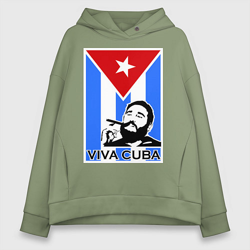 Женское худи оверсайз Fidel: Viva, Cuba! / Авокадо – фото 1