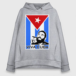 Толстовка оверсайз женская Fidel: Viva, Cuba!, цвет: меланж