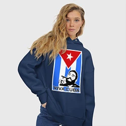 Толстовка оверсайз женская Fidel: Viva, Cuba!, цвет: тёмно-синий — фото 2