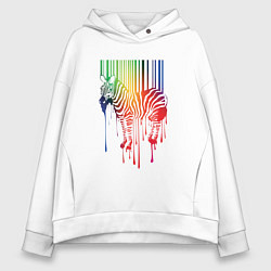 Толстовка оверсайз женская Color zebra, цвет: белый