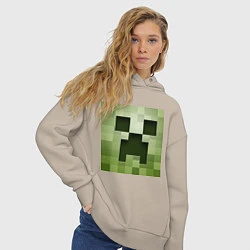 Толстовка оверсайз женская Мinecraft creeper, цвет: миндальный — фото 2