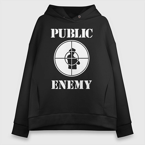 Женское худи оверсайз Public Enemy / Черный – фото 1