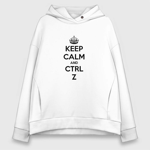 Женское худи оверсайз Keep Calm & Ctrl + Z / Белый – фото 1