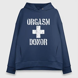 Толстовка оверсайз женская Orgasm + donor, цвет: тёмно-синий