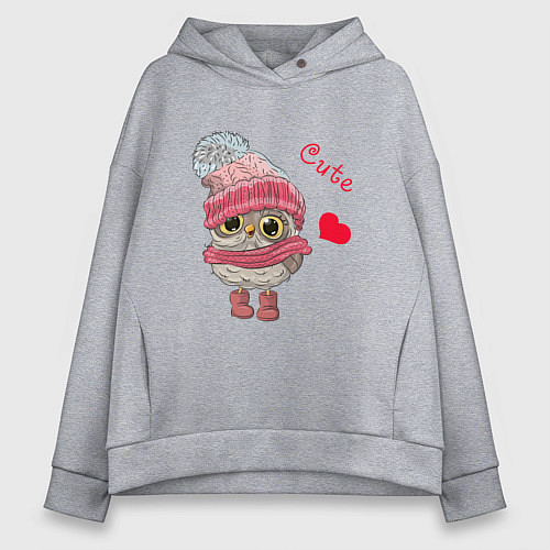 Женское худи оверсайз Cute Owl / Меланж – фото 1