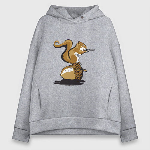 Женское худи оверсайз Белка с орехом / Меланж – фото 1
